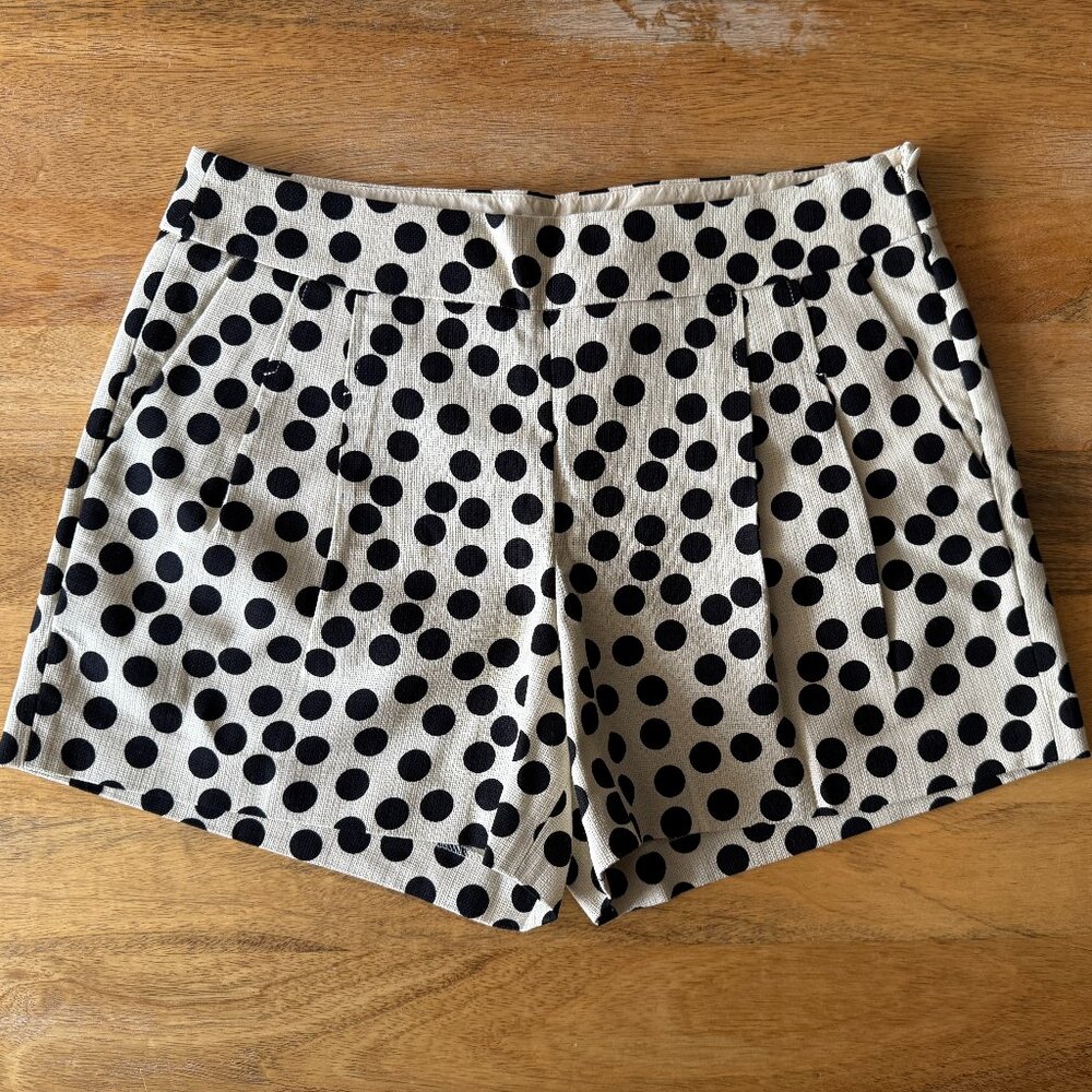 J. Crew Factory Black Beige Cream Polka Dot Shorts - Size 8